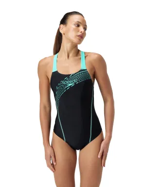 Medley Logo Medalist Swimsuit - Black/Aquamarine Blue