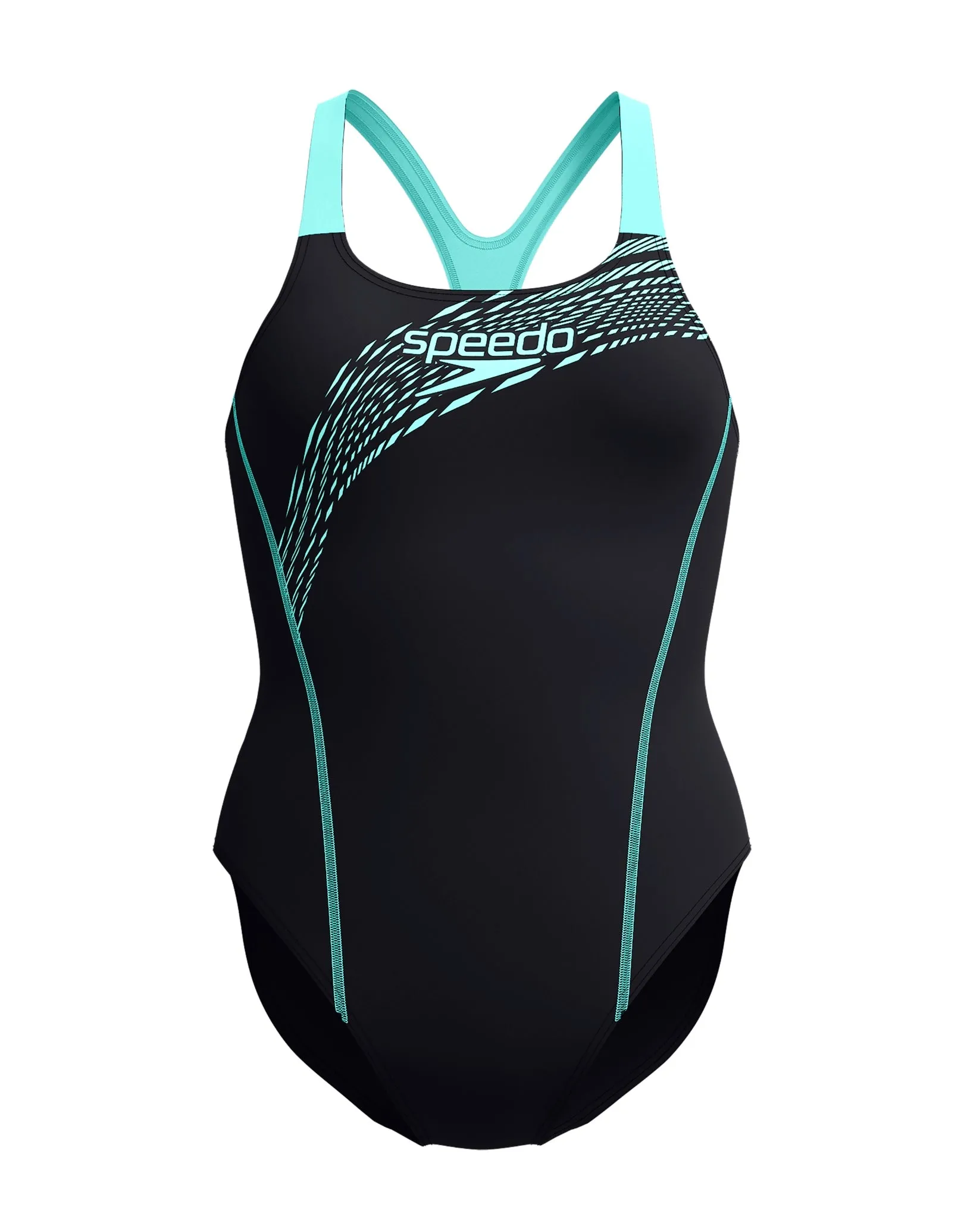 Medley Logo Medalist Swimsuit - Black/Aquamarine Blue