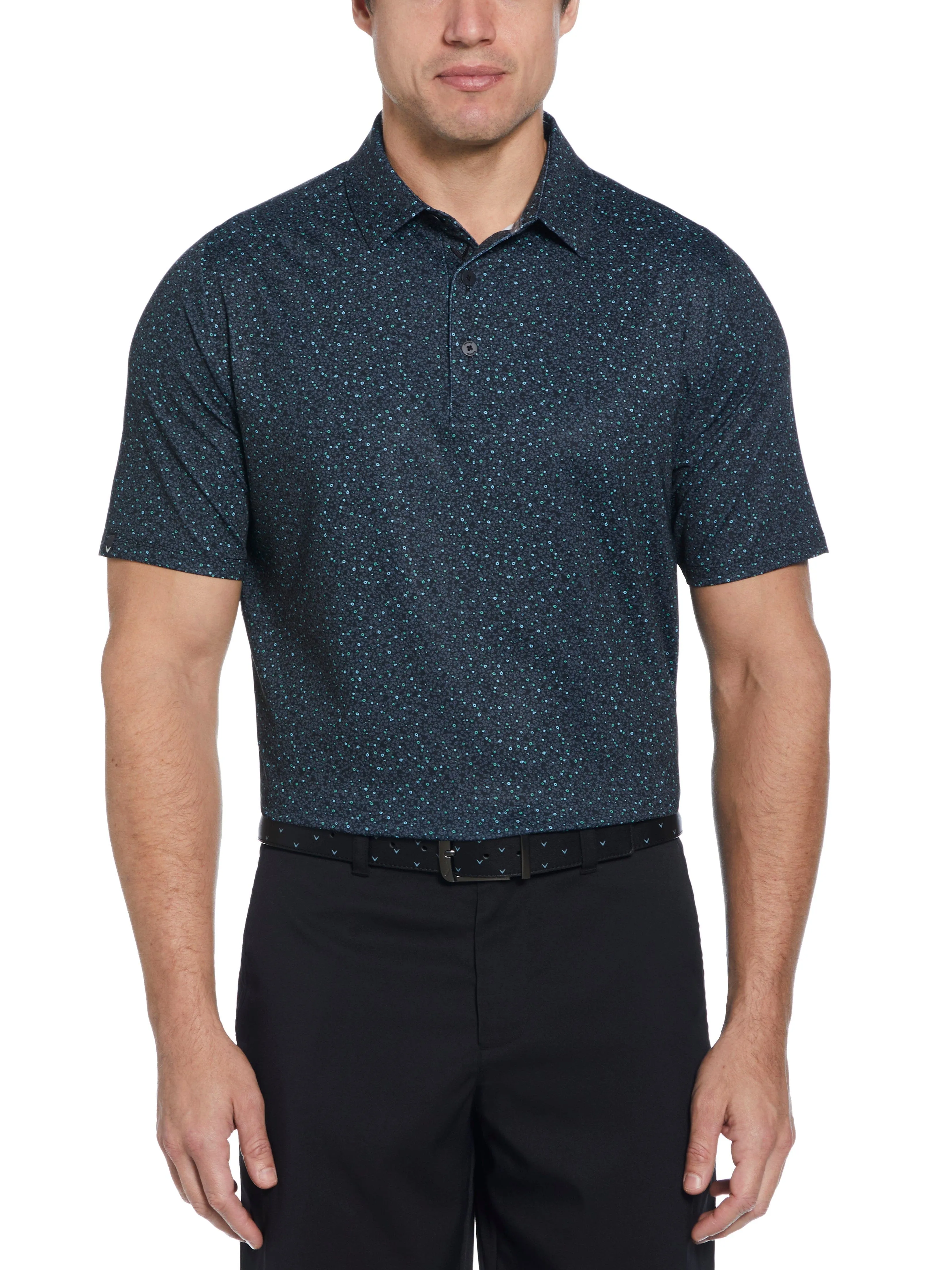 Mens Micro Floral Print Polo Callaway Apparel