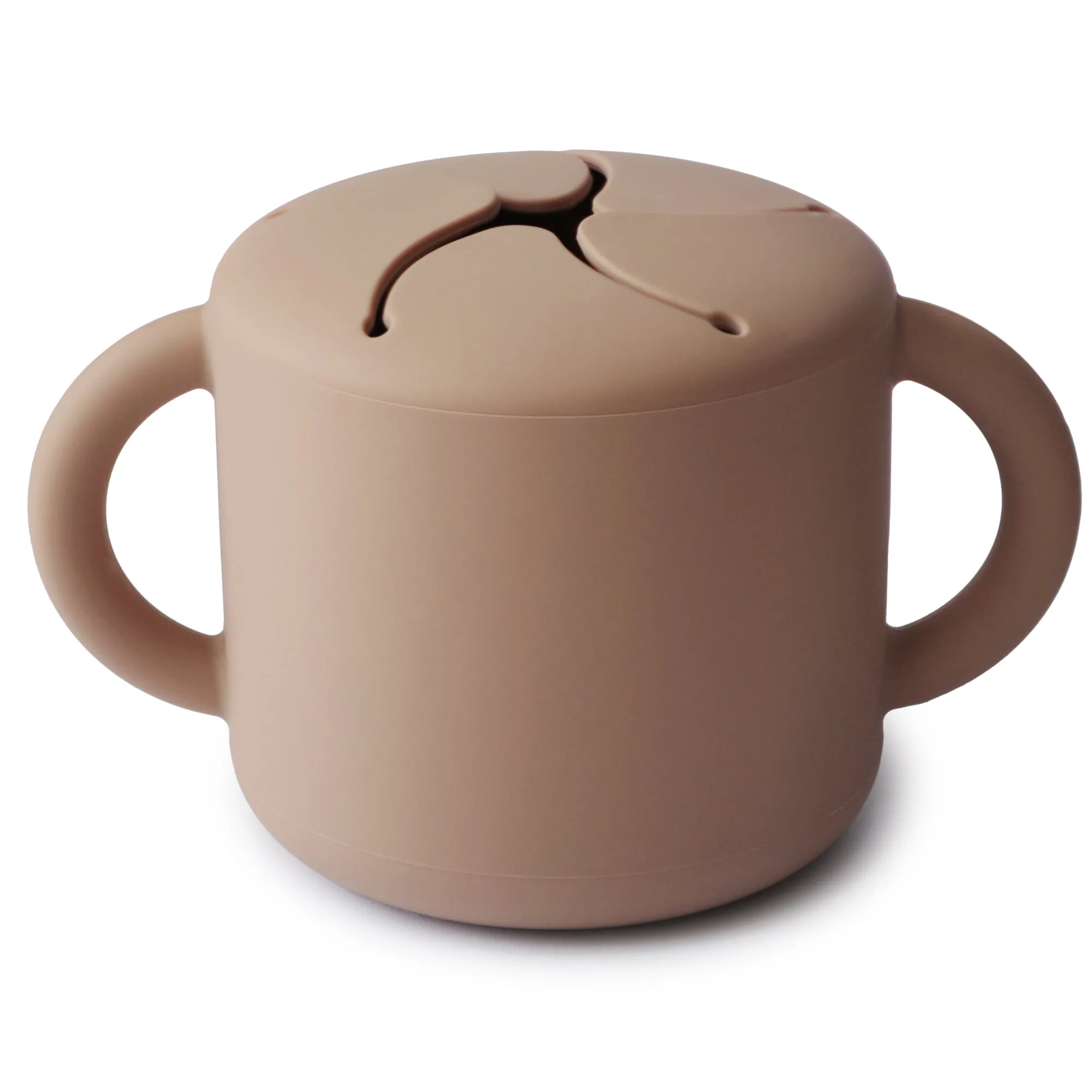 Mushie Kids Silicone Snack Cup - Natural Beige | Spill-Resistant Toddler Feeding Essential