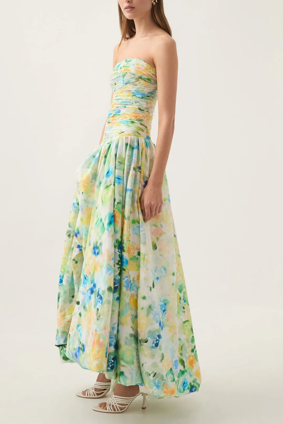 nancy violette Bubble Hem Maxi Dress in green Gloria Lanvin