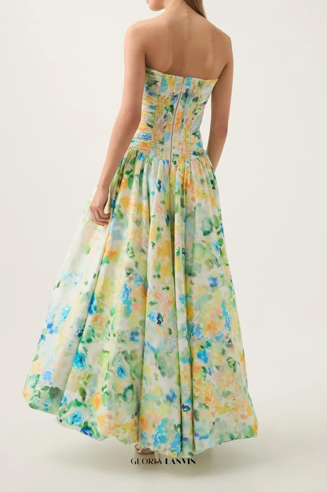 nancy violette Bubble Hem Maxi Dress in green Gloria Lanvin