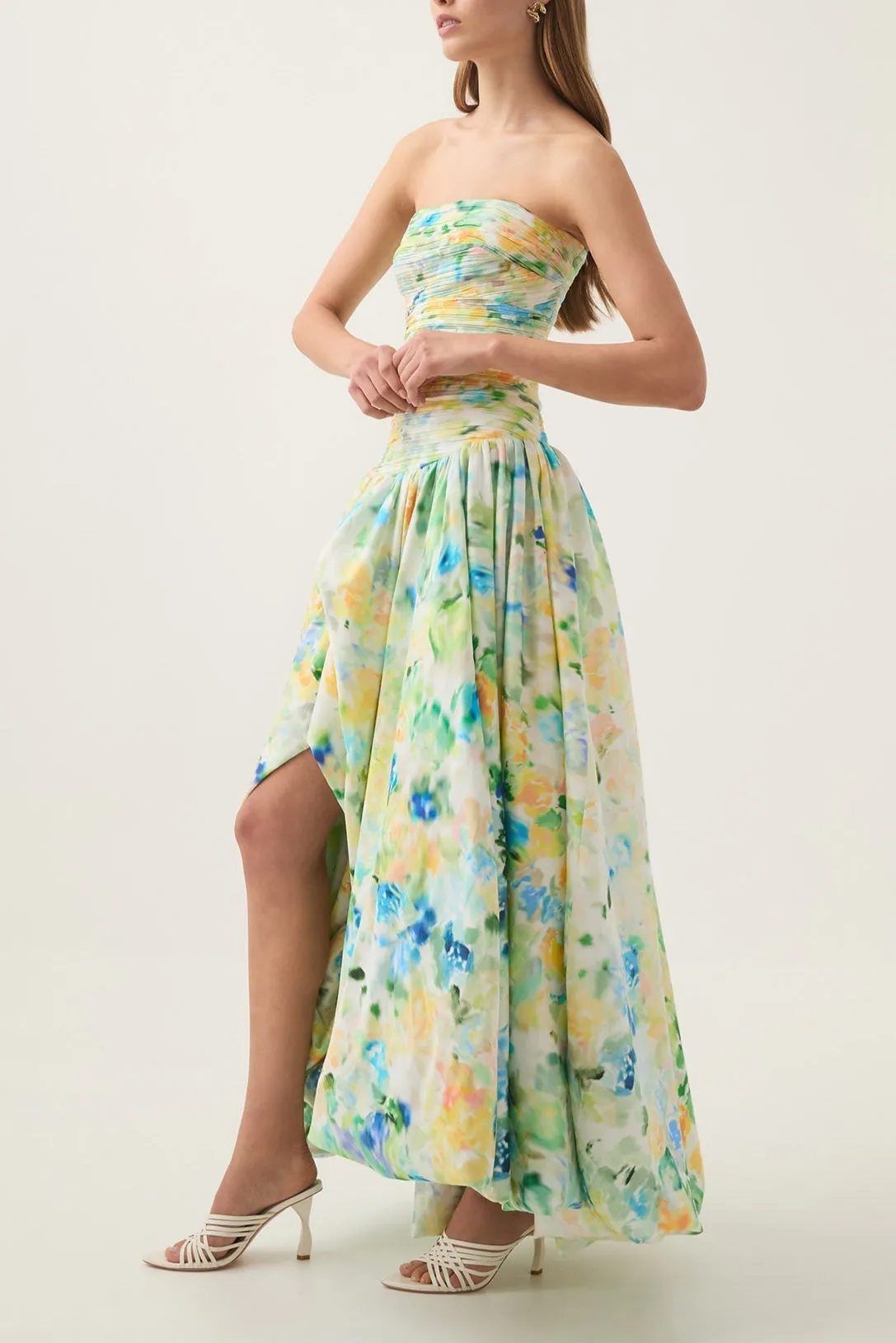 nancy violette Bubble Hem Maxi Dress in green Gloria Lanvin