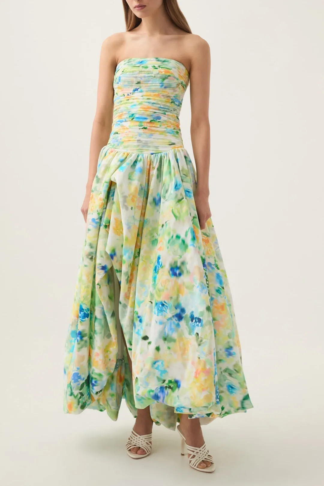 nancy violette Bubble Hem Maxi Dress in green Gloria Lanvin
