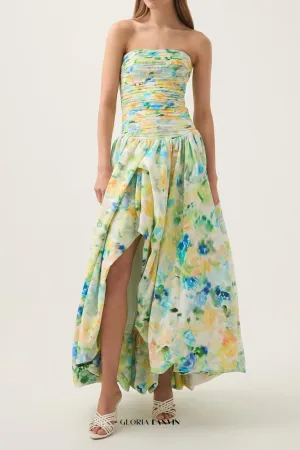 nancy violette Bubble Hem Maxi Dress in green Gloria Lanvin