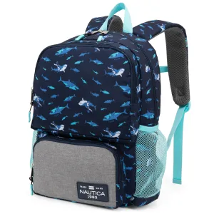 Nautica Kids Backpack for Kindergarten, Elementary School | 16" Tall | Shark Riders