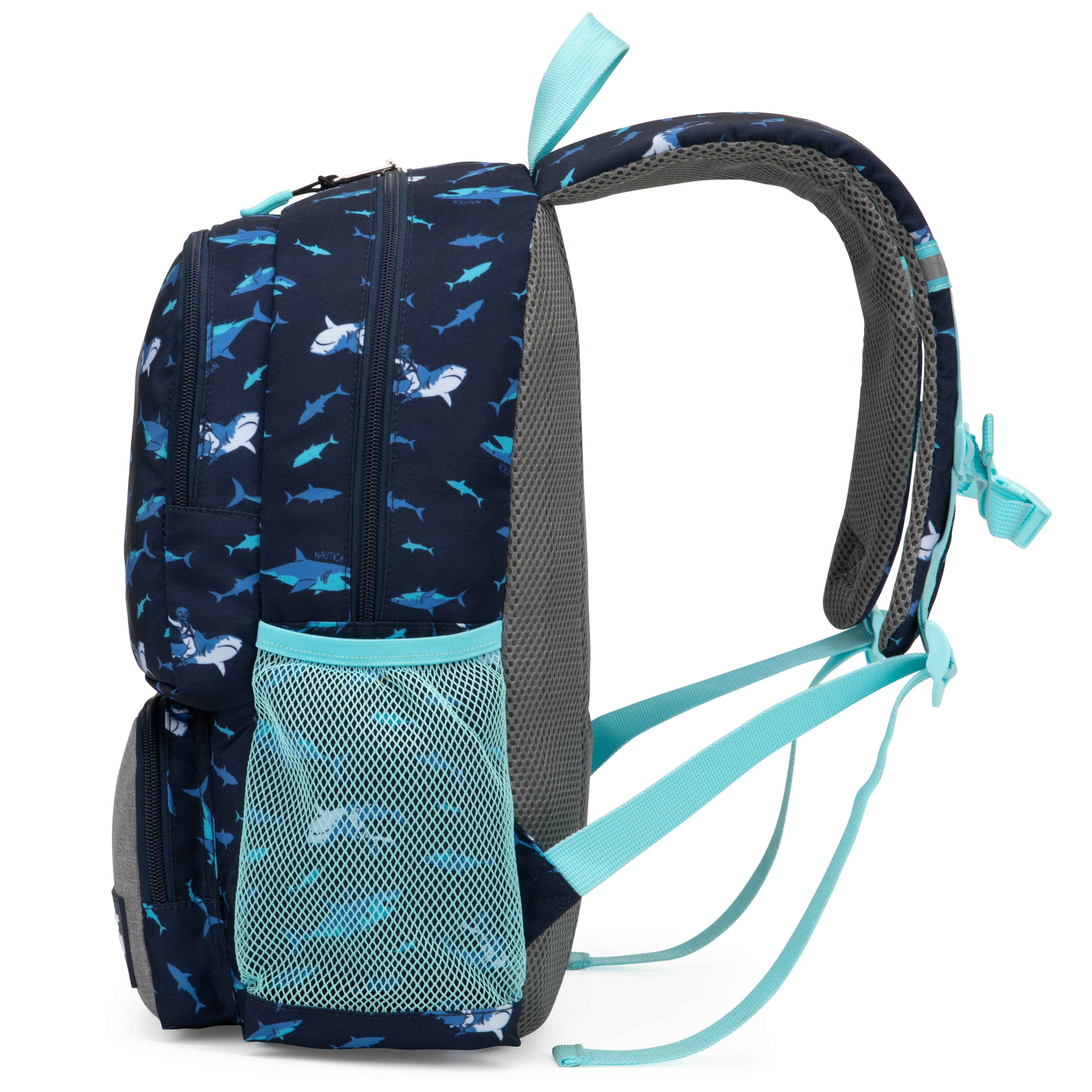 Nautica Kids Backpack for Kindergarten, Elementary School | 16" Tall | Shark Riders