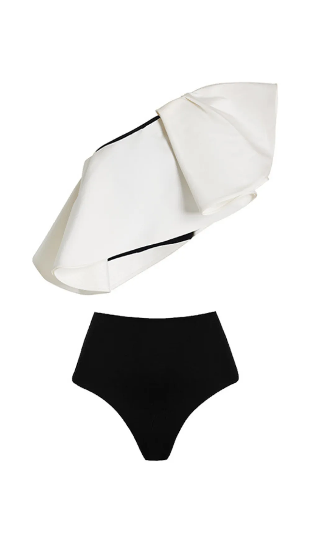 ONE-SHOULDER RUFFLED SILK-FAILLE SWIMWEAR Gloria Lanvin