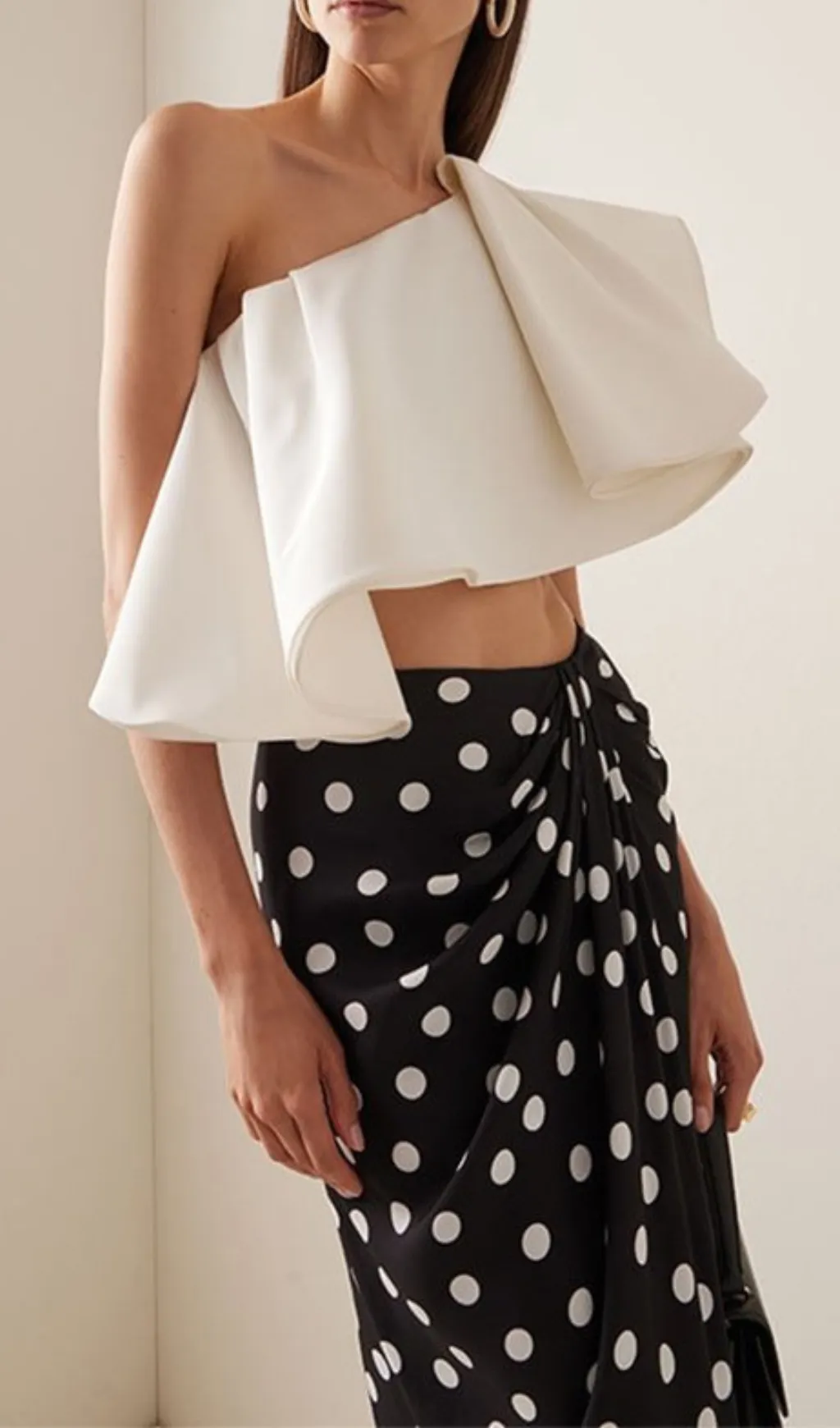 ONE-SHOULDER RUFFLED SILK-FAILLE SWIMWEAR Gloria Lanvin