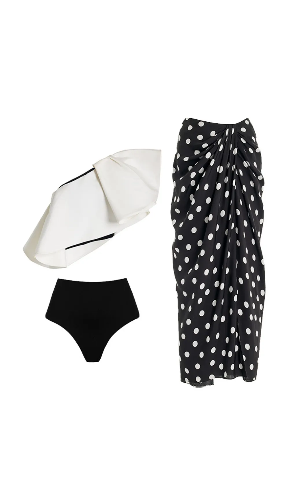 ONE-SHOULDER RUFFLED SILK-FAILLE SWIMWEAR SET Gloria Lanvin