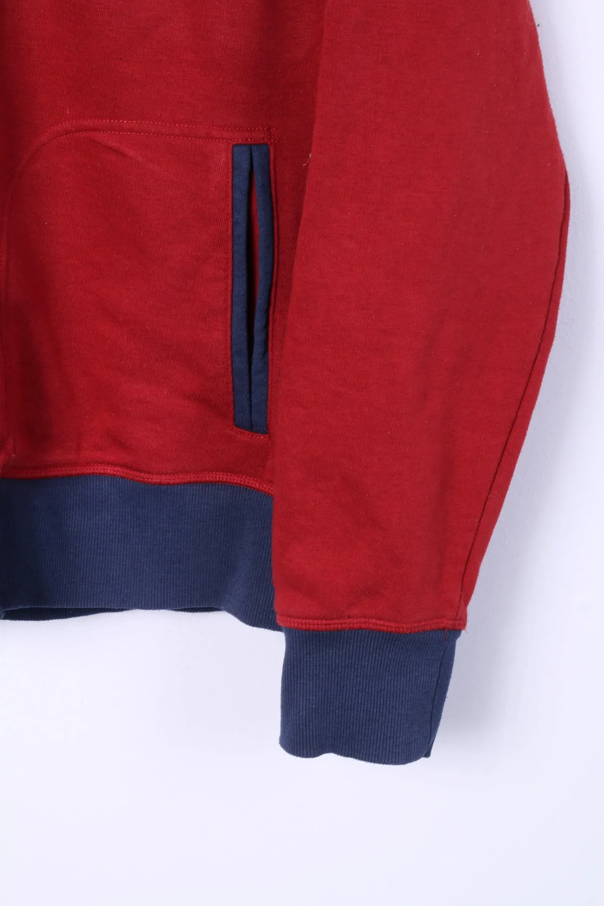 Original Penguin Mens XL Sweatshirt Red Hooded Full Zipper Sportswear Top