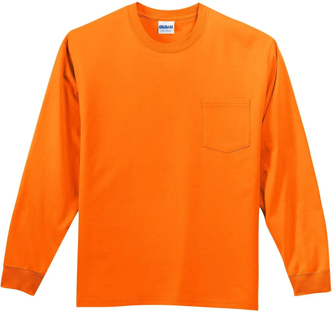 OUTLET-Gildan Ultra Cotton100% Cotton Long Sleeve T-Shirt with Pocket