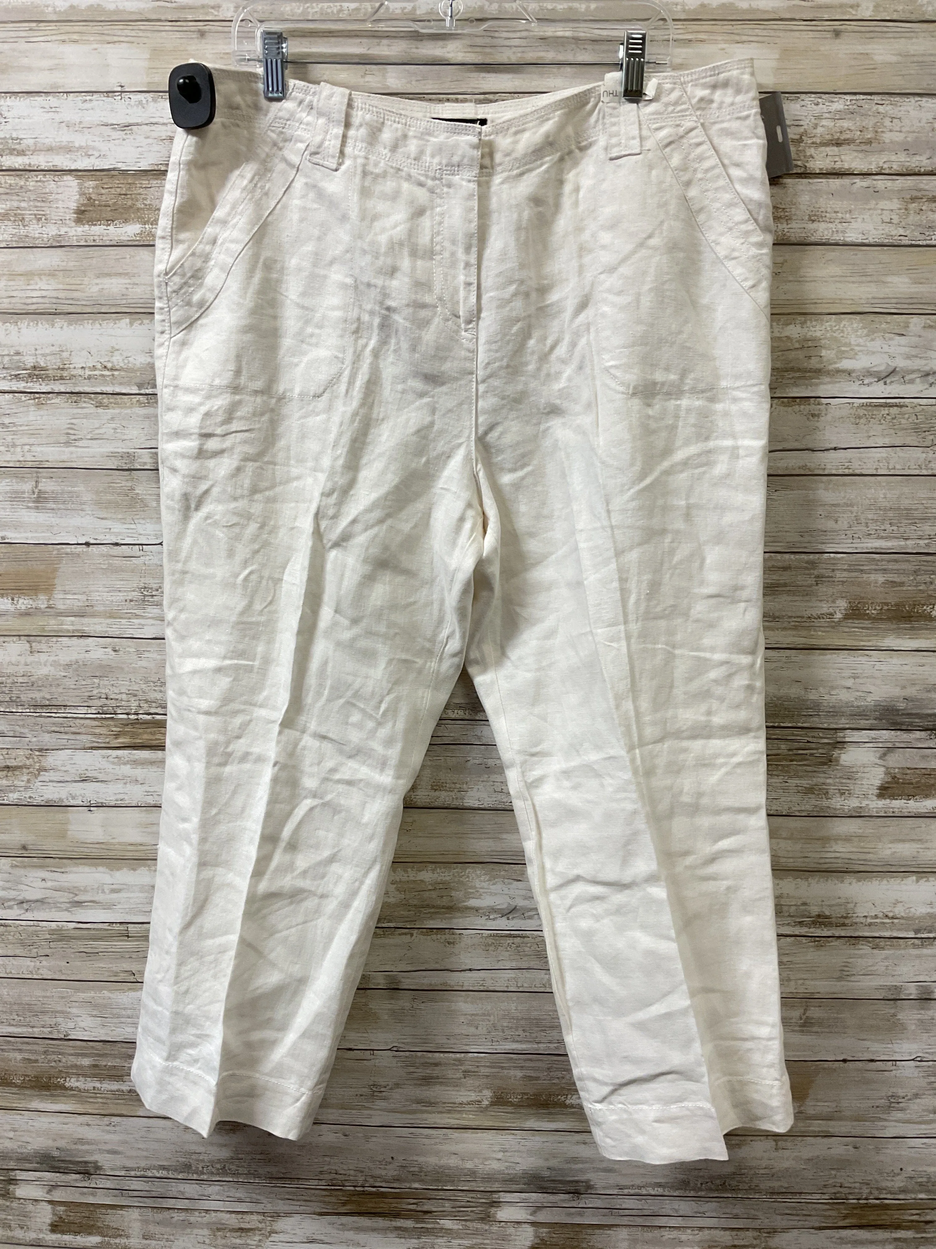 Pants Linen By Charter Club In White, Size:16
