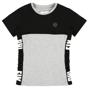 Philipp Plein Junior Black Embossed Logo T-shirt