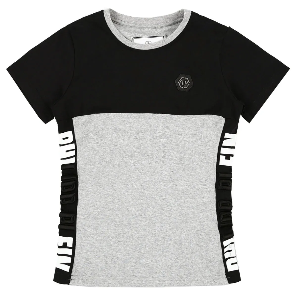Philipp Plein Junior Black Embossed Logo T-shirt