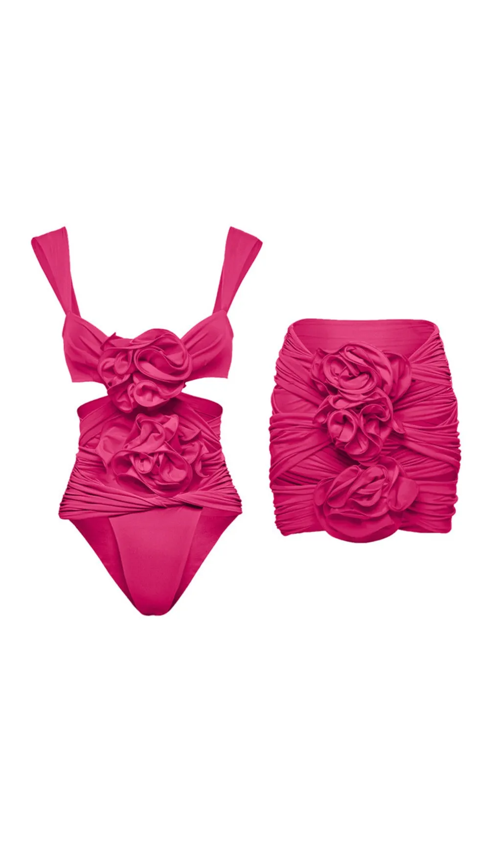 PINK 3D FLOWER ONE PIECE SWIMSUIT AND SKIRT Gloria Lanvin