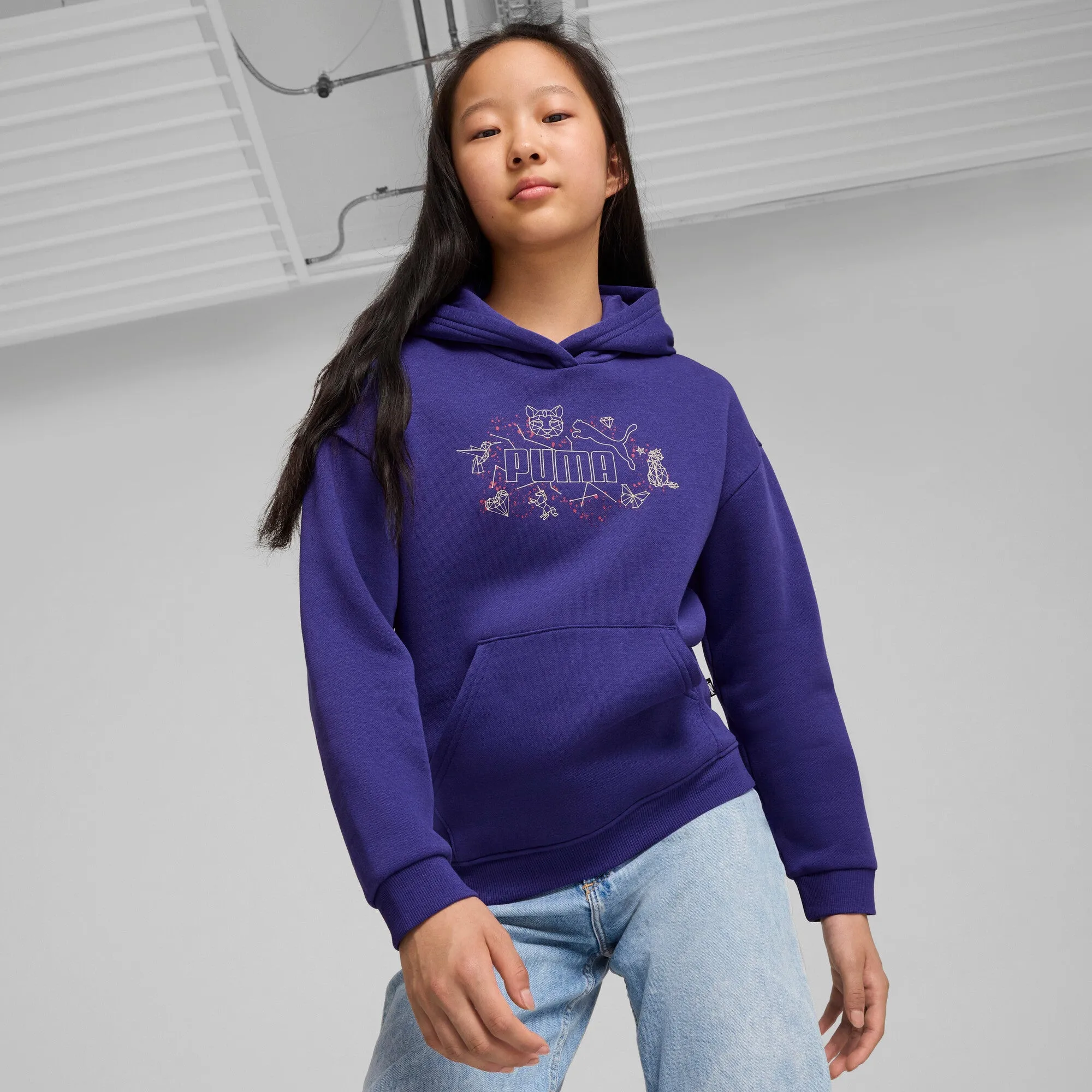 PUMA Big Kids' Girls' ESS  STARRY SAFARI Hoodie Youth