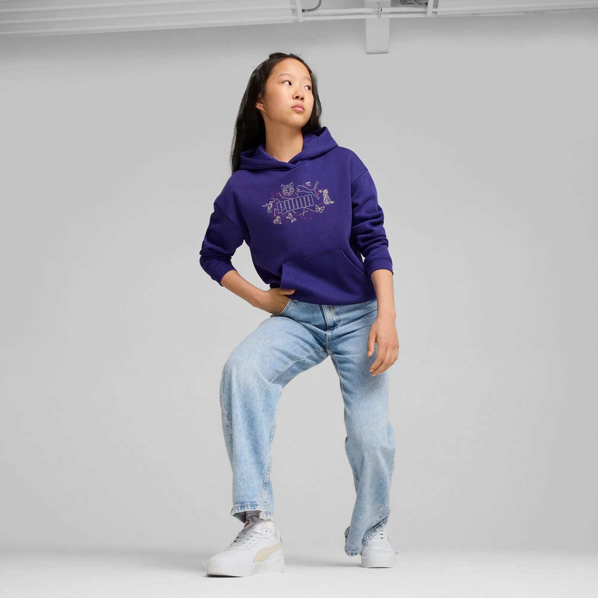 PUMA Big Kids' Girls' ESS  STARRY SAFARI Hoodie Youth