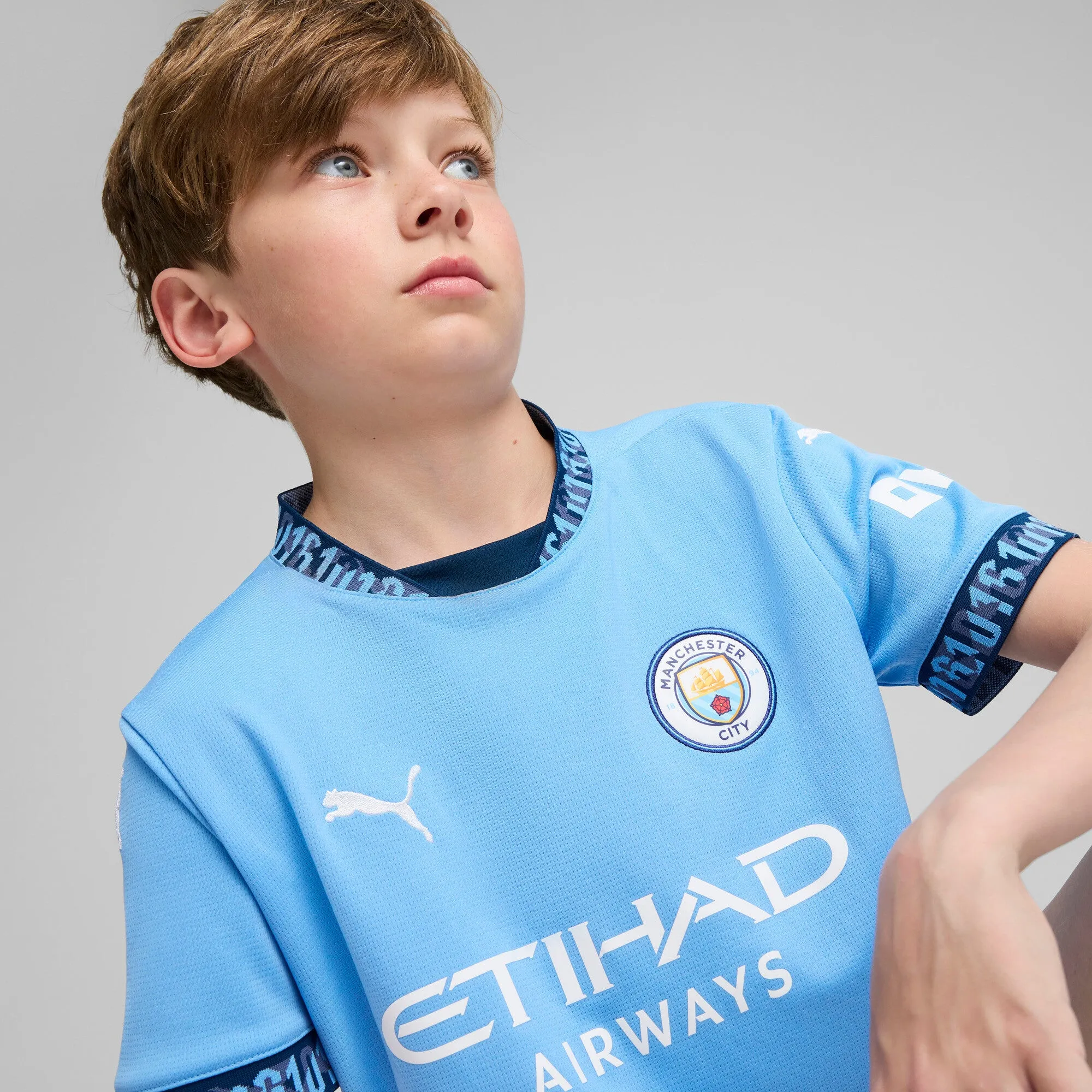 PUMA Big Kids' Manchester City 24/25 Replica Home Soccer Jersey