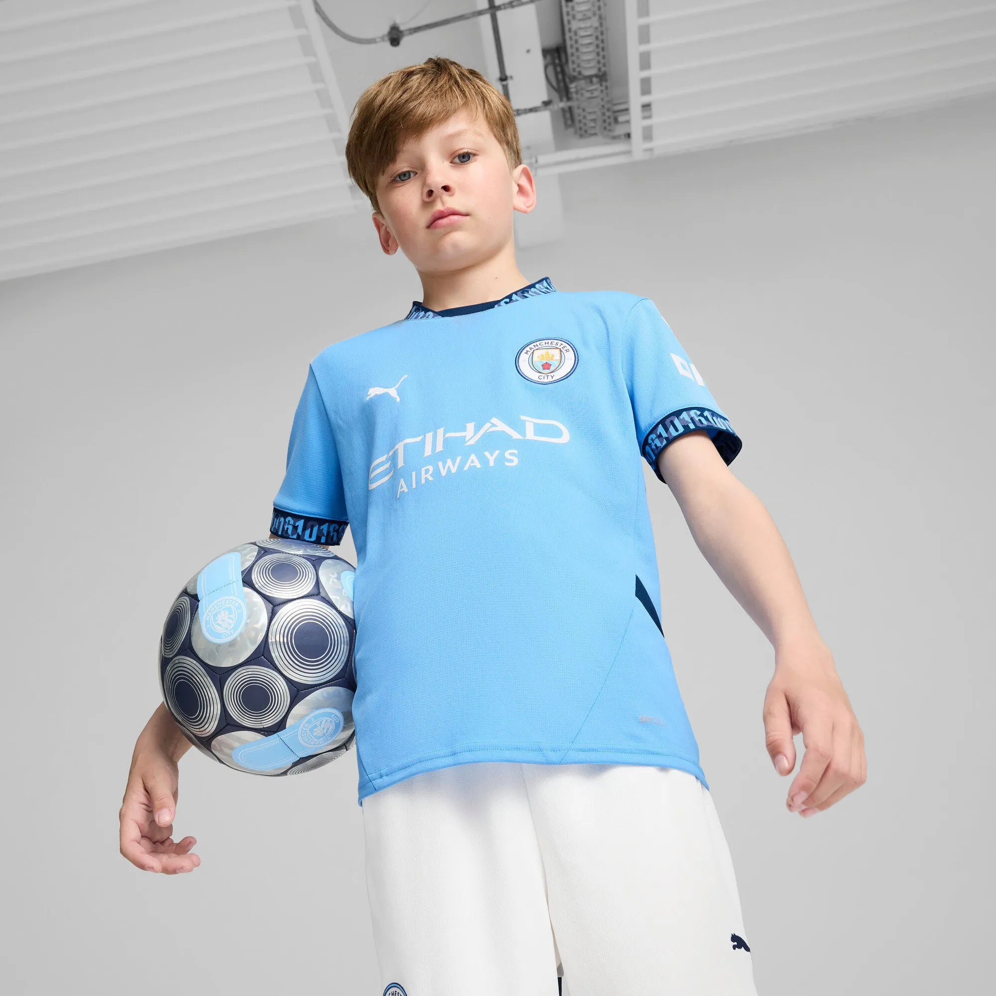 PUMA Big Kids' Manchester City 24/25 Replica Home Soccer Jersey