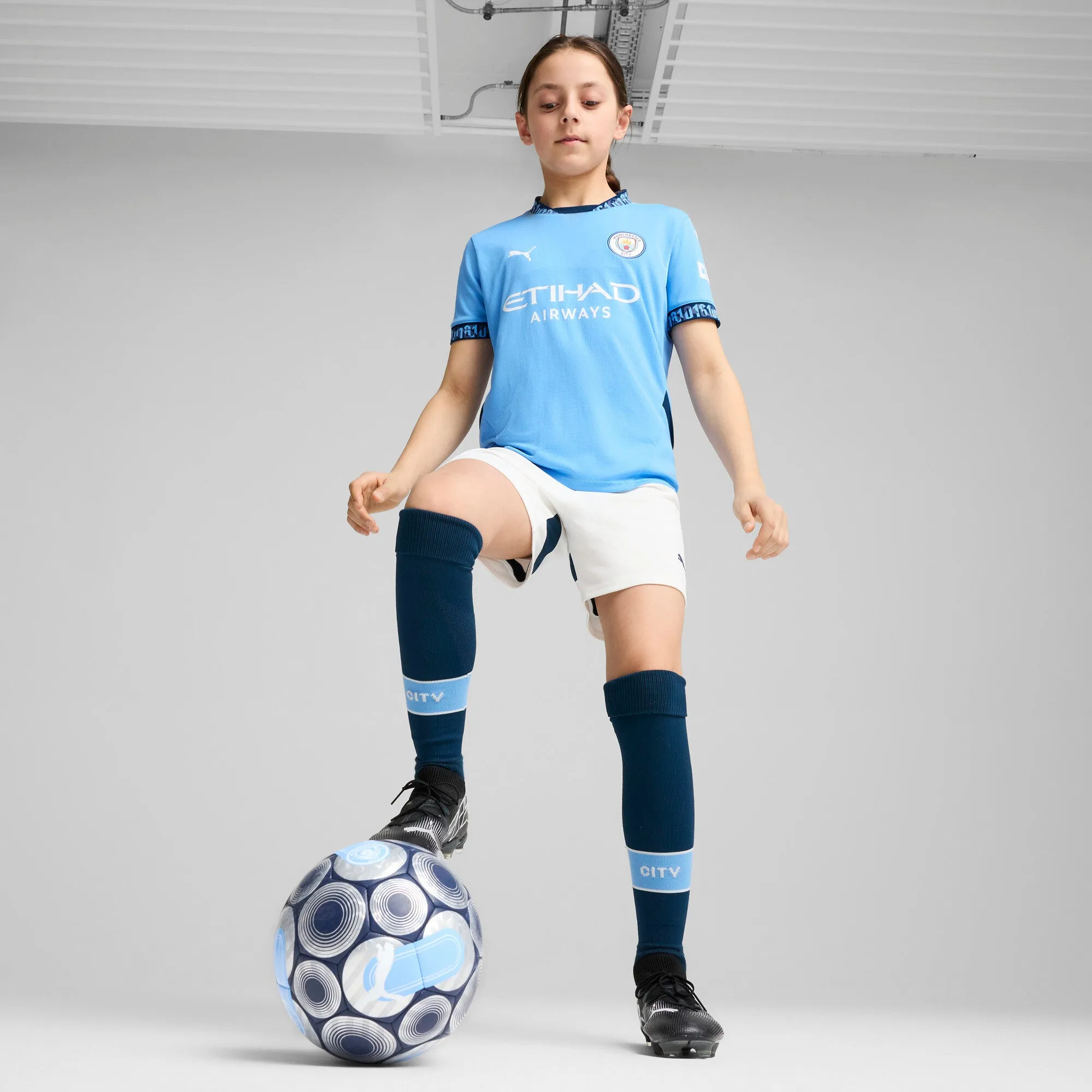 PUMA Big Kids' Manchester City 24/25 Replica Home Soccer Jersey