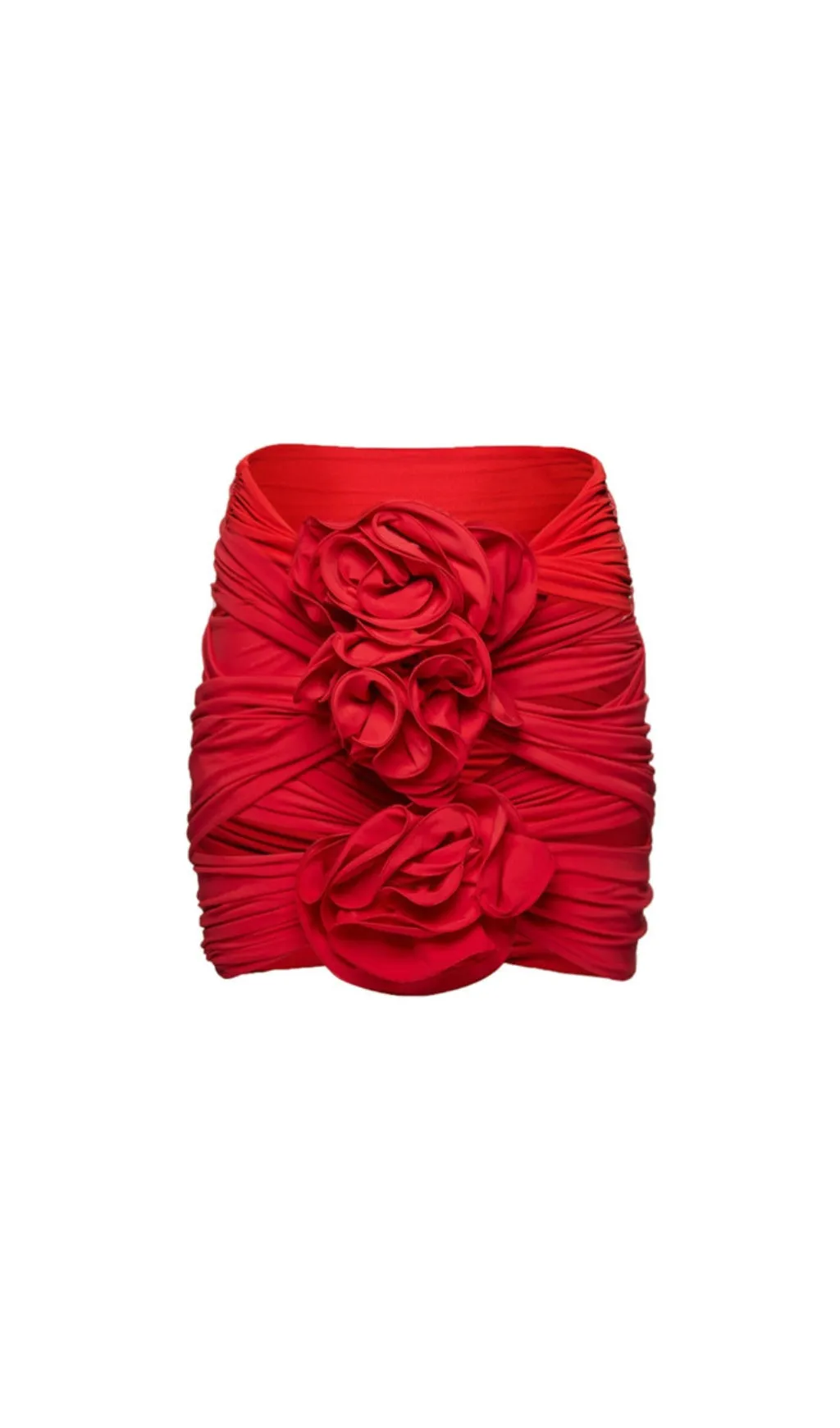 RED 3D FLOWER ONE PIECE SWIMSUIT AND SKIRT Gloria Lanvin