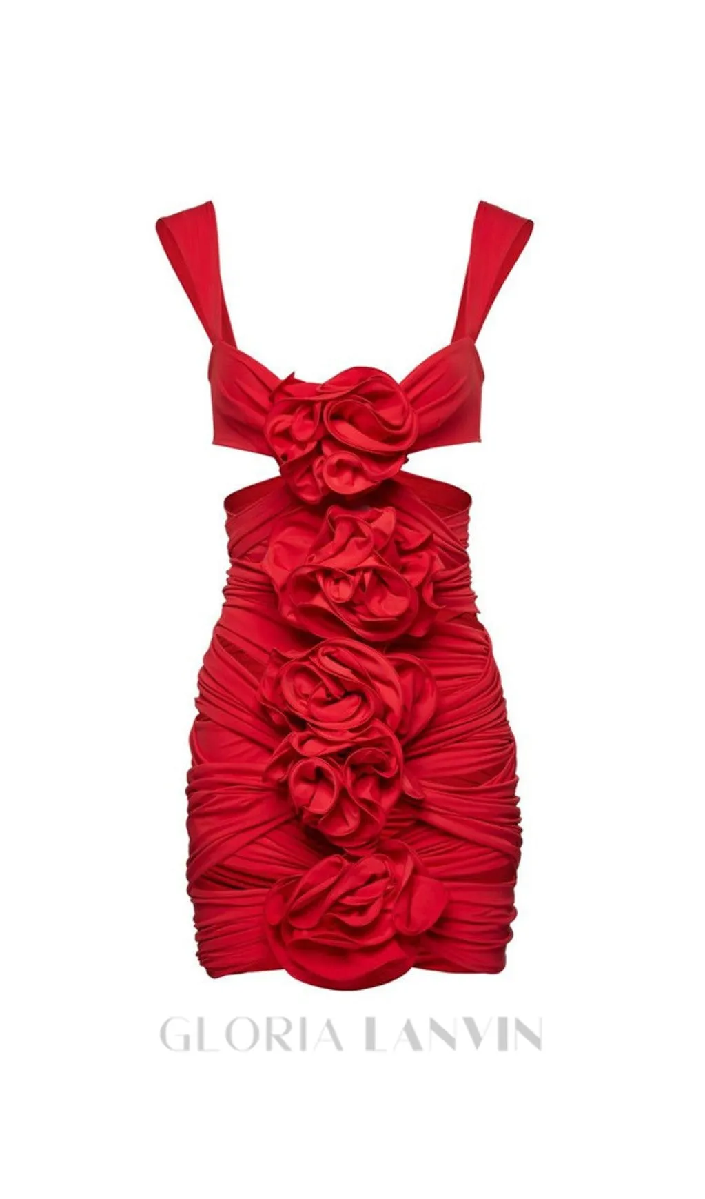 RED 3D FLOWER ONE PIECE SWIMSUIT AND SKIRT Gloria Lanvin