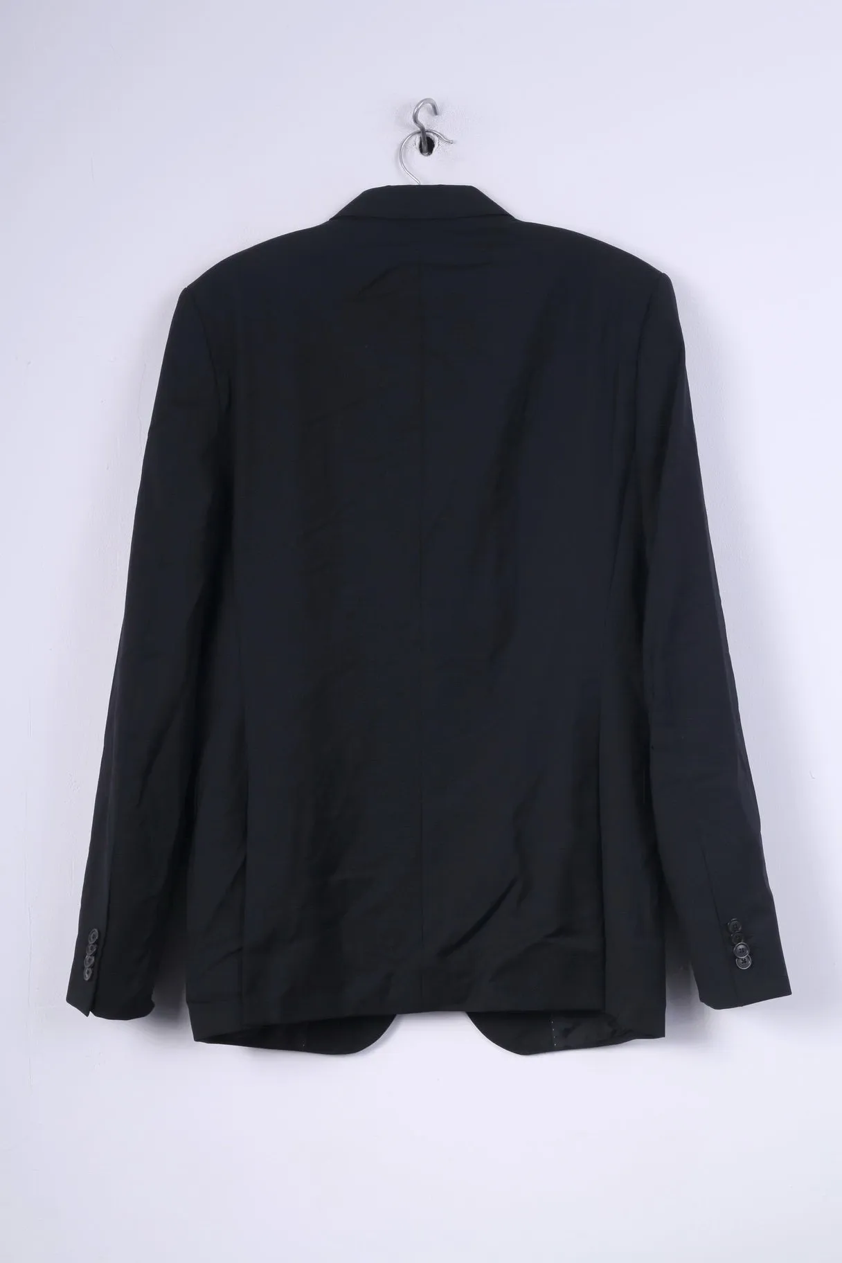 Rene Lezard Mens 98 (S) Blazer Jacket Black Single Breasted Wool