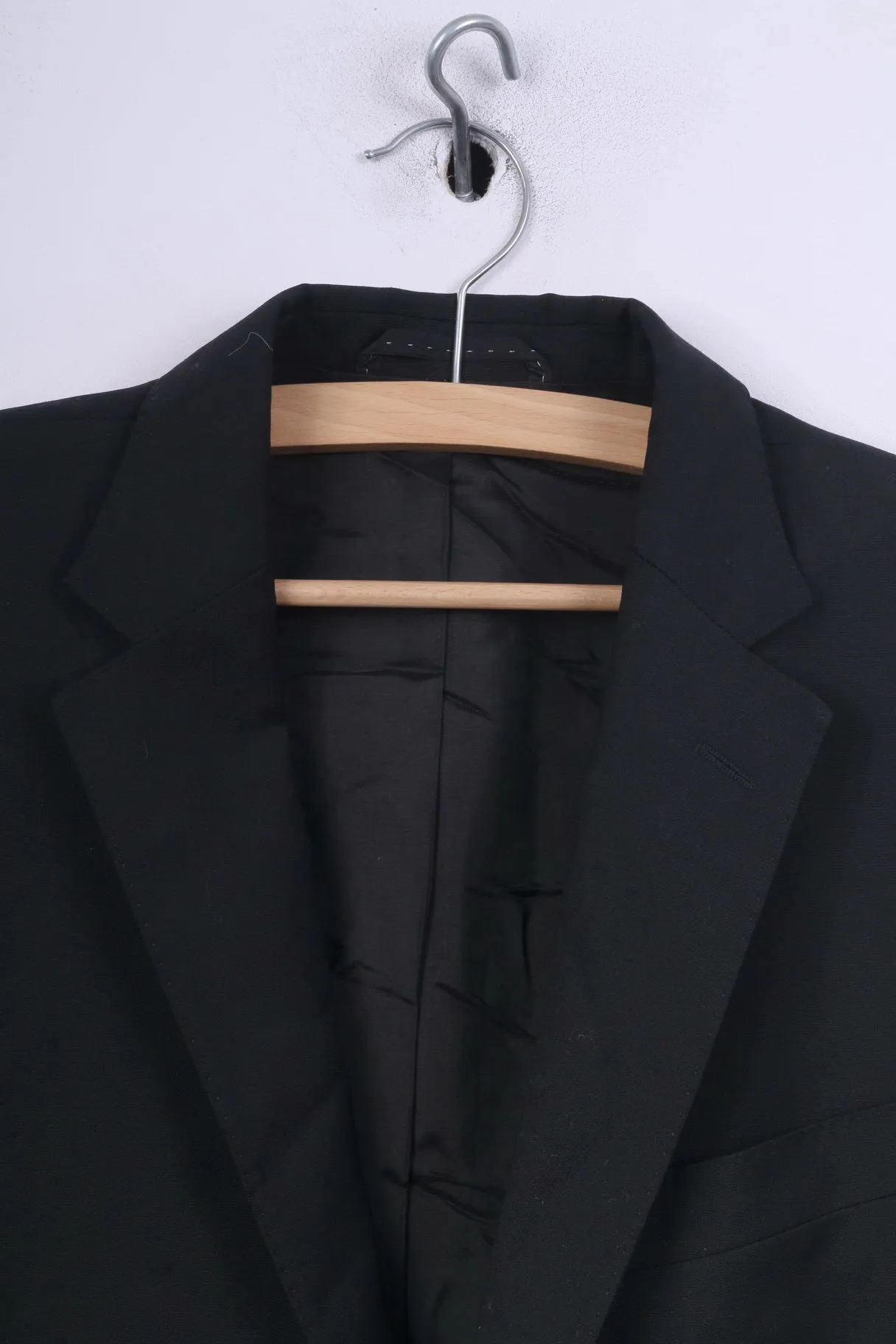 Rene Lezard Mens 98 (S) Blazer Jacket Black Single Breasted Wool
