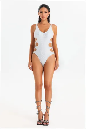 Samira Metallic Shiny Cut Out Swimsuit Gloria Lanvin