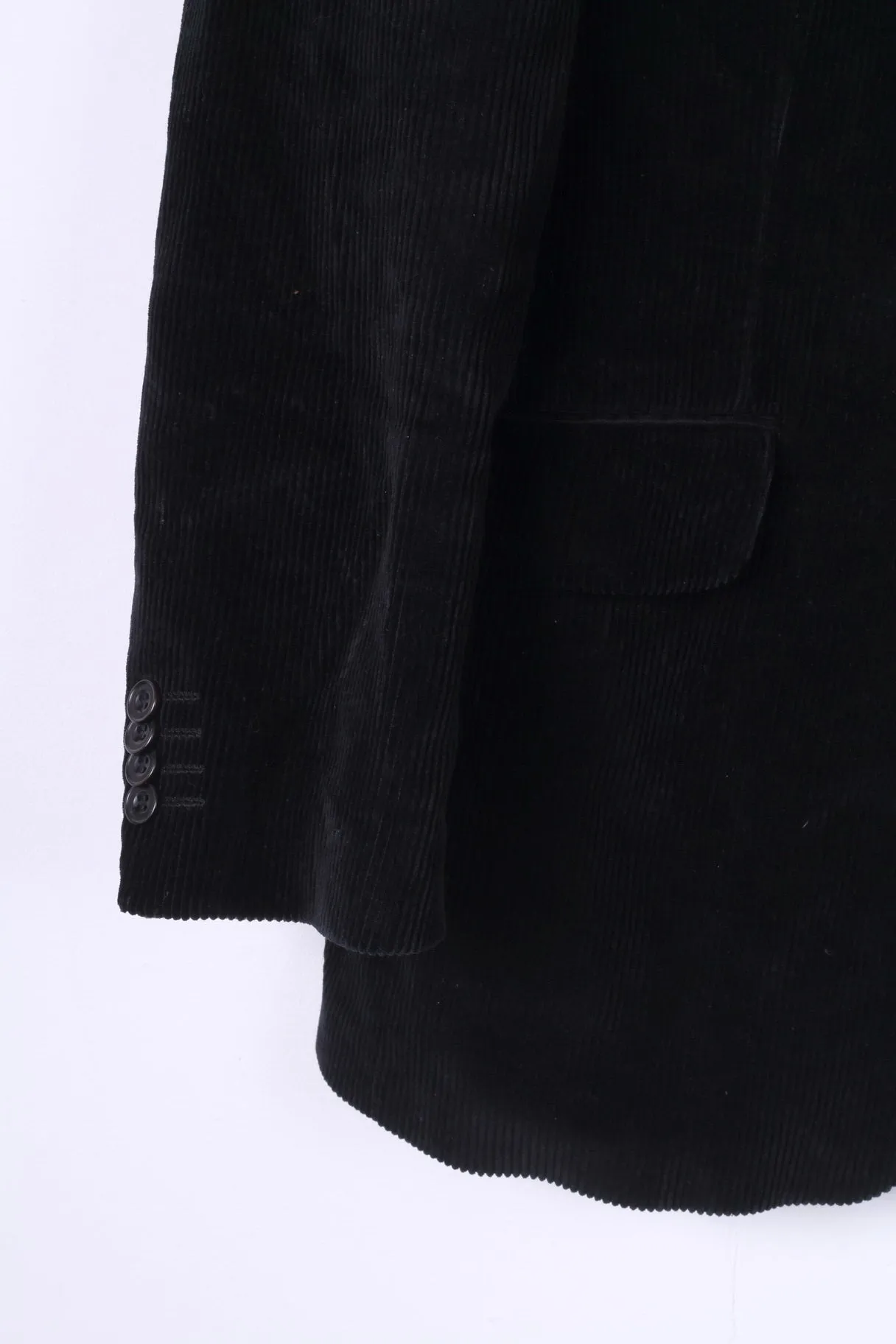 Scarlett London Mens 42 R Blazer Corduroy Black Single Breasted Top Cotton