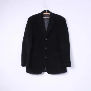 Scarlett London Mens 42 R Blazer Corduroy Black Single Breasted Top Cotton