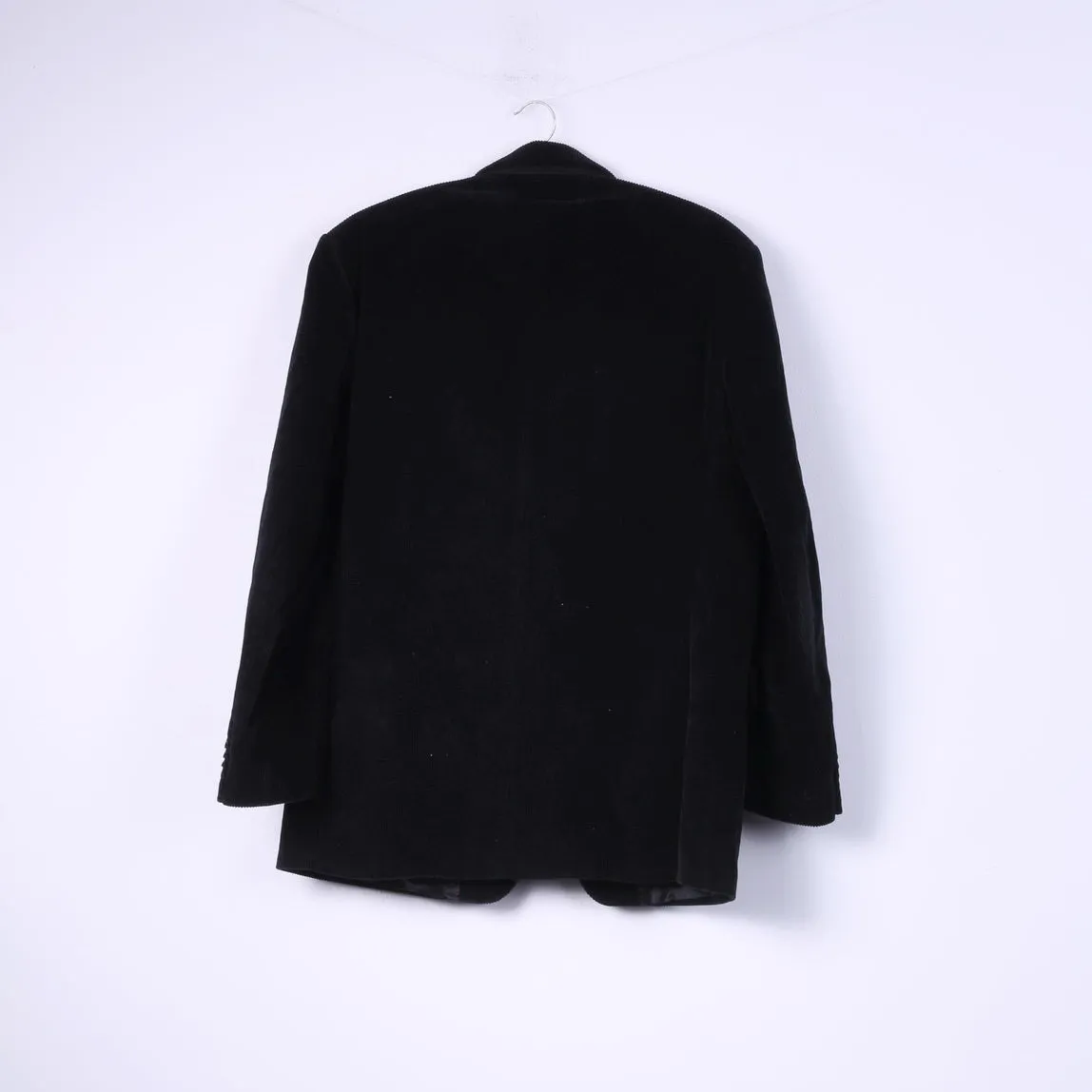 Scarlett London Mens 42 R Blazer Corduroy Black Single Breasted Top Cotton