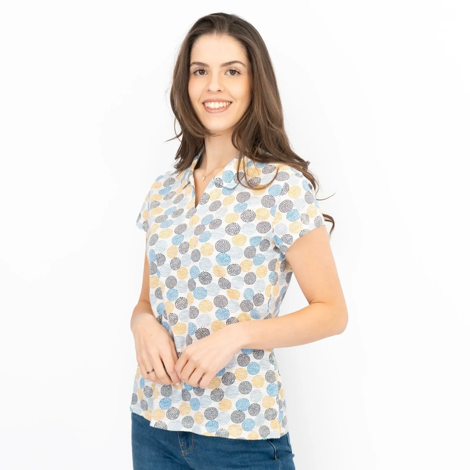 Seasalt Womens Sea Craft Collared Jersey Top Dotty Spot
