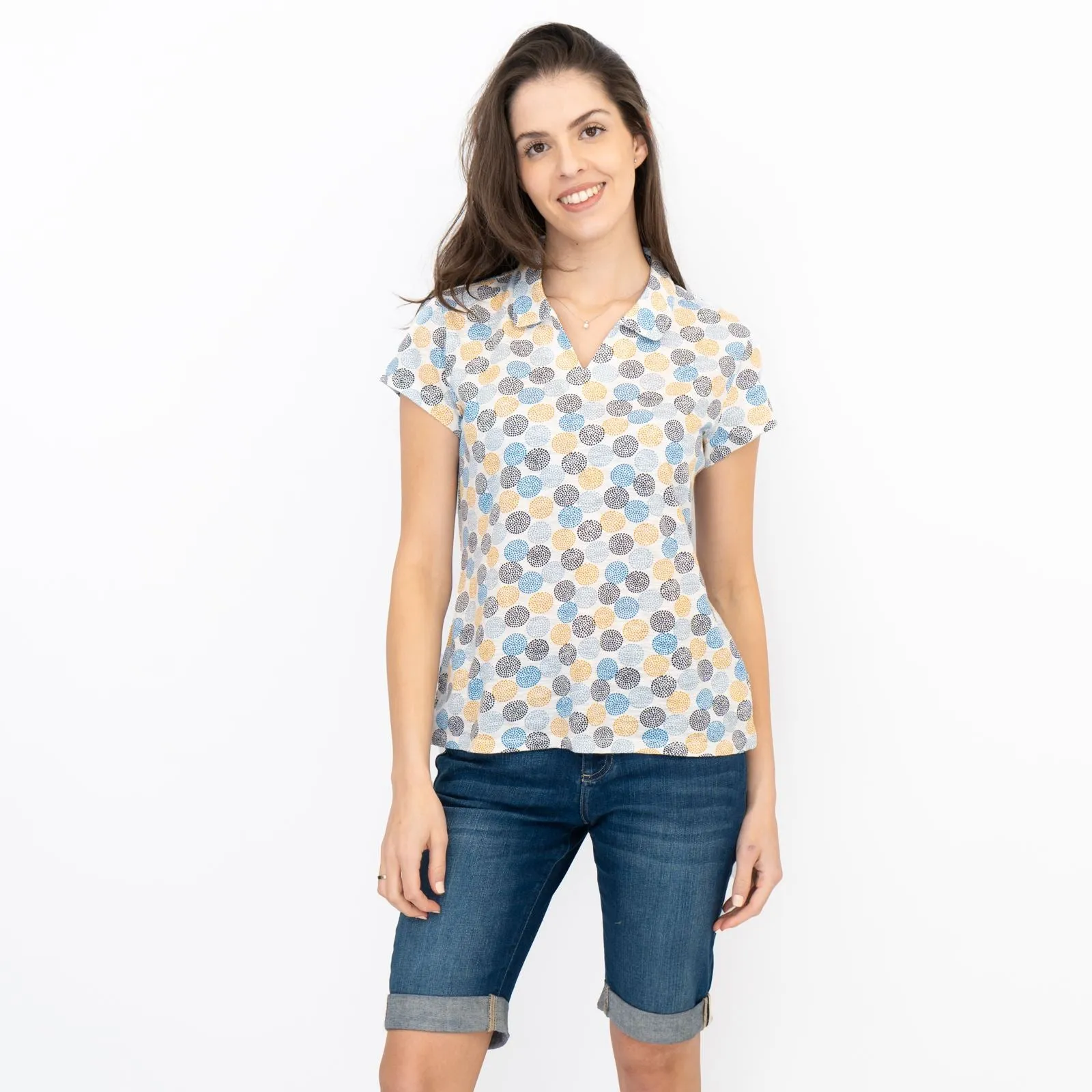 Seasalt Womens Sea Craft Collared Jersey Top Dotty Spot