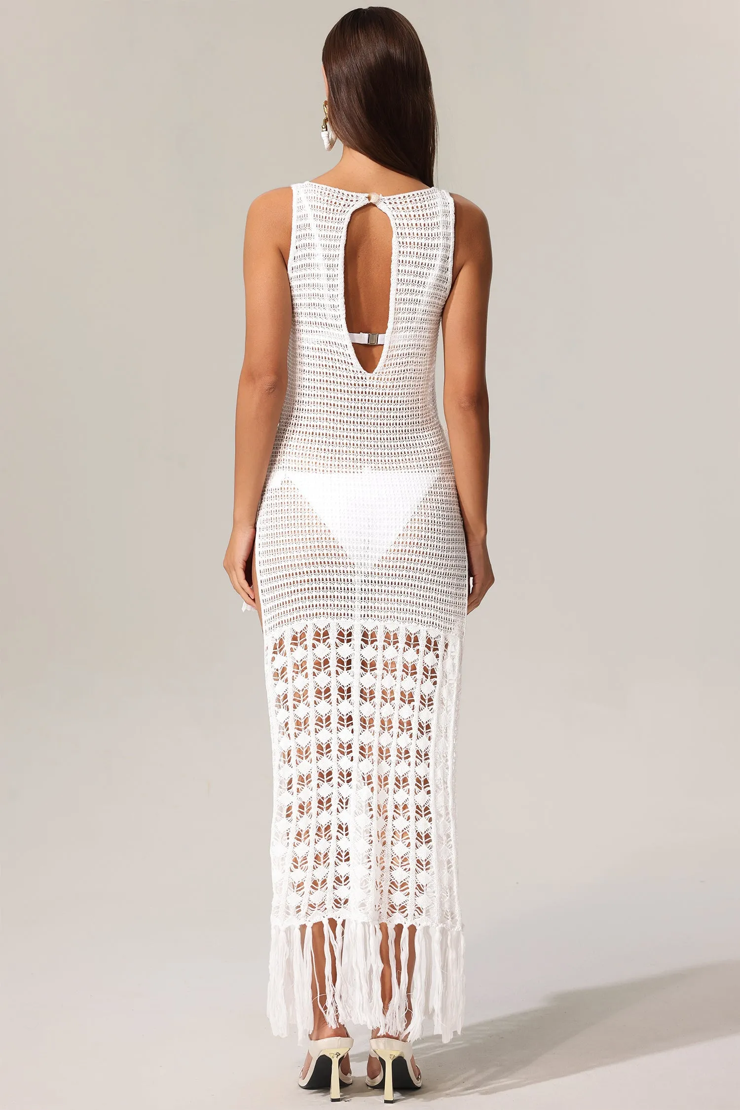Serena Sleeveless Hollow Out High Slit Tassels Maxi Dress Gloria Lanvin