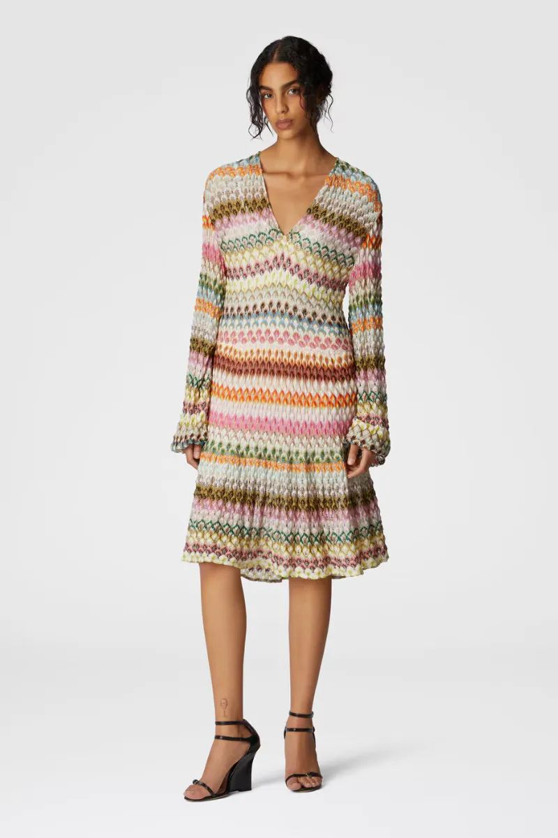Striped Raschel Laced Dress