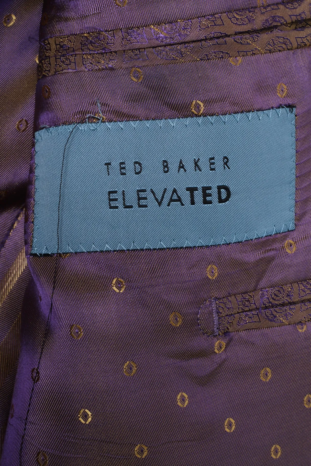 Ted Baker Elevated Men 38 Blazer Grey Brown Striped Wool Single Breasted Jacket