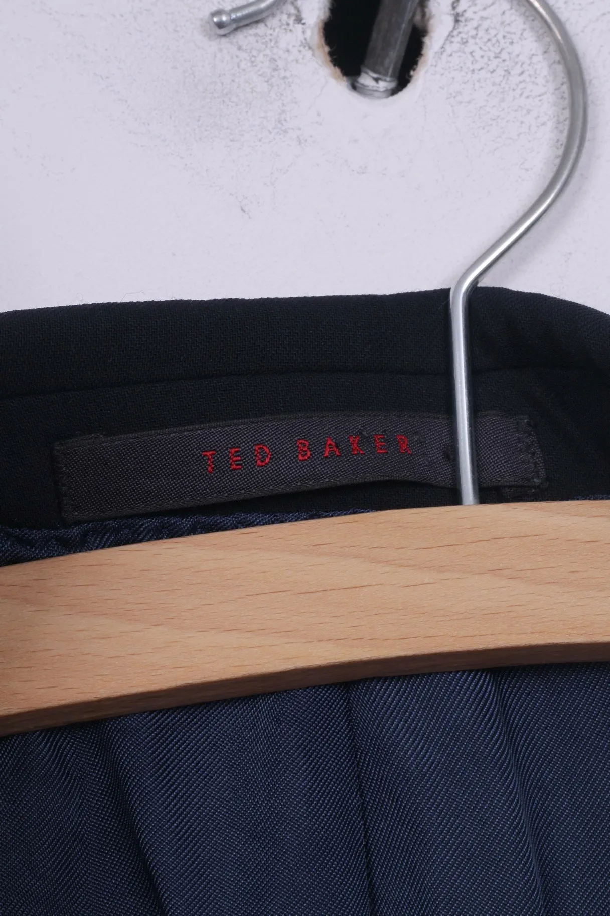Ted Baker Endurance Mens 42 R Blazer Jacket Single Breasted Navy Wool Shoulder Pads