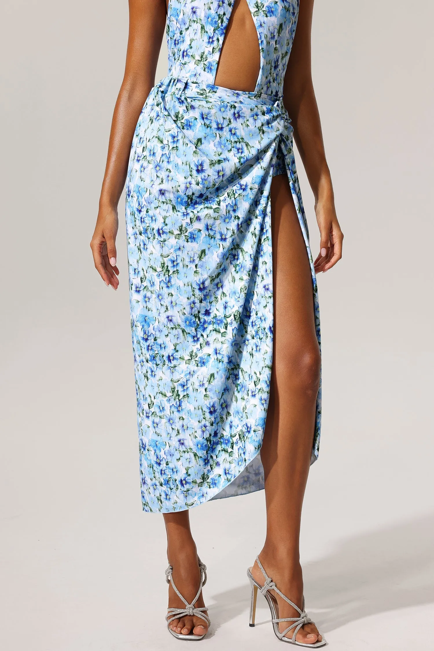 Tulip Floral Printed High Slit Swimwear And Skirt Two-Piece Set Gloria Lanvin