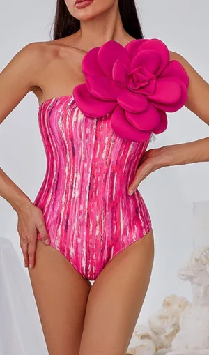 VINTAGE HANDMADE 3D FLOWER SWIMSUIT Gloria Lanvin