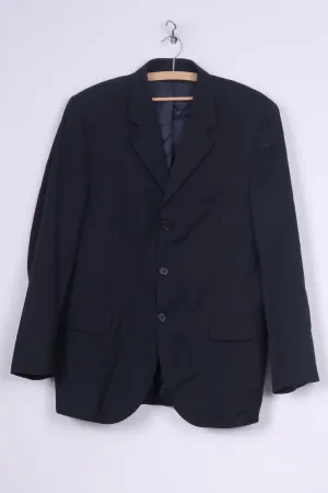 Vivaldi Mens 52 M Blazer Navy Single Breasted Super 110's Italy Shoulder Pads Vintage