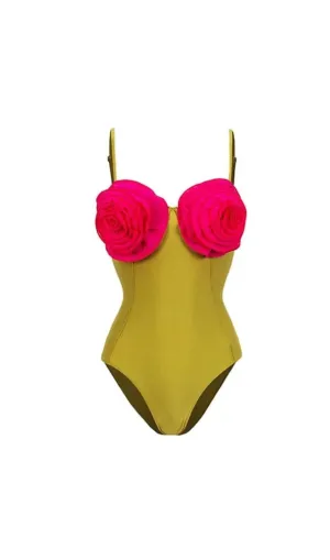 WESSON FLOWER ONE PIECE SWIMSUIT IN GREEN Gloria Lanvin