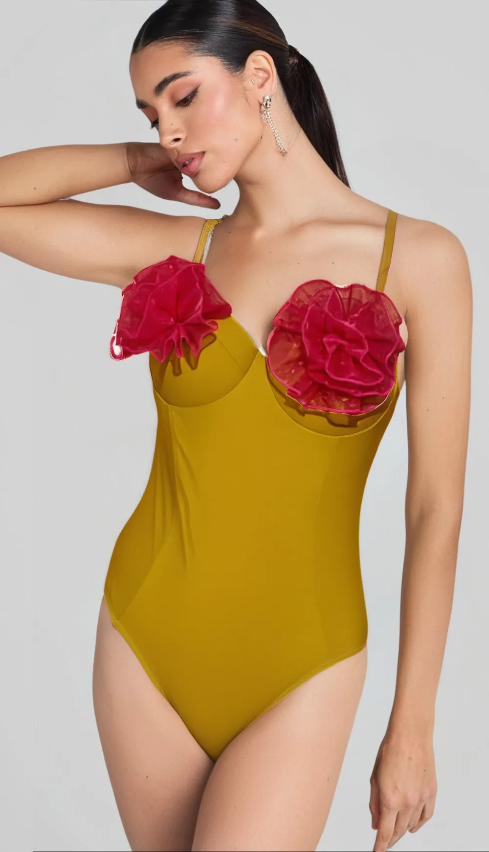 WESSON FLOWER ONE PIECE SWIMSUIT IN GREEN Gloria Lanvin